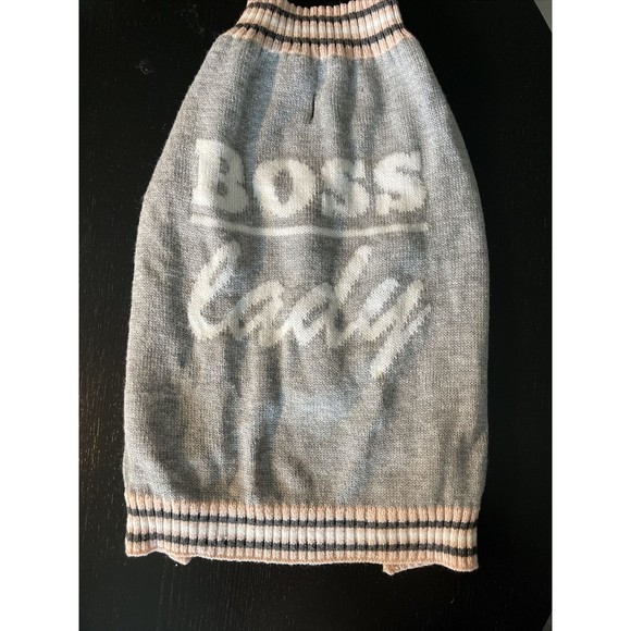 Dog's Sweater "Boss Lady"  Vibrant Life Pink Gray M - Picture 1 of 5
